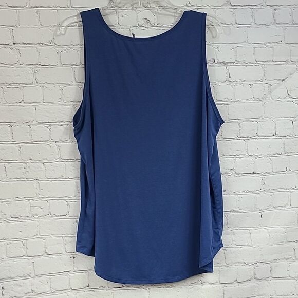 Women’s Plus Size Tank Top 2X Blue Knit Comfy Scoop Neck Sleeveless Fitness Tee - Picture 7 of 7